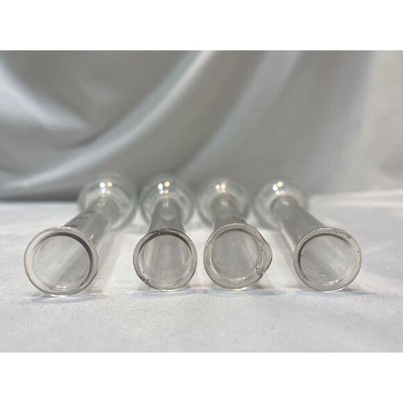 7 Antique Etched Clear Glass Cream Test Bottles of Volumetric Beakers - Picture 12 of 14